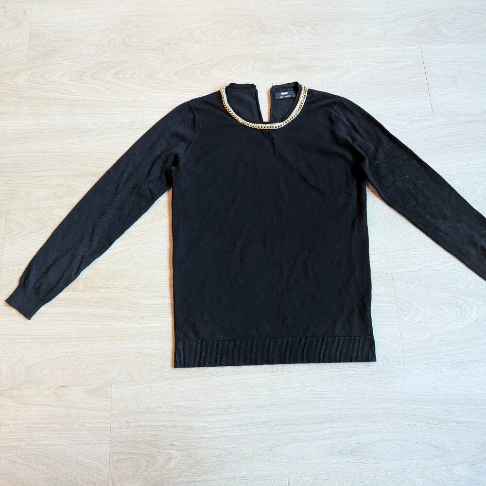 black pullover sweater jeweled neckline